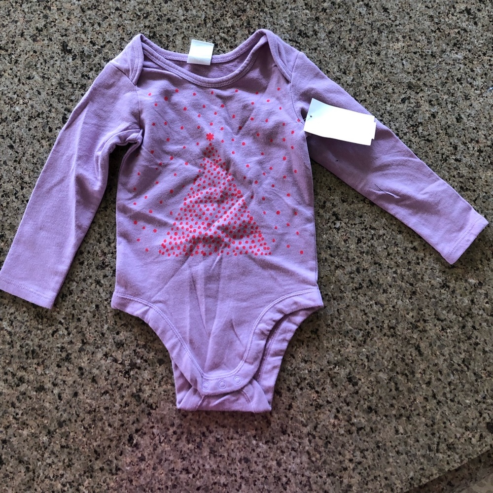 Stem- lavender long sleeve onesie with Christmas tree